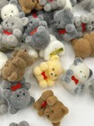 Vintage Flocked Craft Teddy Bears Lot Of 50 Made In Taiwan White Gray Brown