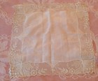 Vintag Antique Silk Bridal Floral Flowers Lace Trim Ivory Wedding  Handkerchief 