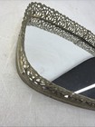 Vintage Mirror Tray Gold Tone Filigree Ornate 16    Oval Mirrored Vanity Perfume