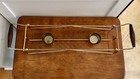 Vintage Georges Briard Mcm Pyrex Dish Sterno Stand     Gold Flecks Retro Elegance