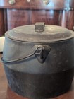 Antique American Cast Iron Kettle Swing Handle Tin Cover Single Gate 19th C
