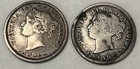 Canada 1870 10c Narrow O   Wide O Silver 2 Coins