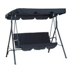 Swing Lawn Porch 3-person Canopy Chair Glider Gray Cushion Convertible Stand New