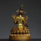 8 3  Antique Tibetan Buddhism Temple Bronze 24k Gilt Green Tara Buddha Statue