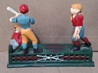 Home Town Battery Baseball Scene Mechanical Coin Bank W  3 Players