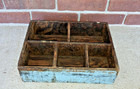 Antique Vintage Wood Box With Dividers Old Green   White Paint Farmhouse