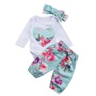 Infant Newborn Baby Girl Romper Jumpsuit Tops Pants Headband Outfits Clothes Set
