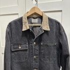 Vintage Polo Ralph Lauren Black Denim Chore Work Jacket Cropped Rrl Large Usa