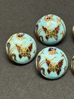 Vintage Set Of 6 Butterflies Robin Egg Blue Enamel Buttons - 9 16   k6 