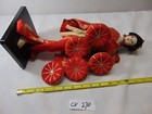 Japanese Geisha Doll With Hats In Kimono 15  On Black Wooden Base Missing Hat