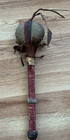 Antique Native American Skull Cracker Weapon Tomahawk Rawhide Painted Stone Club