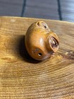 Antique Japanese Monkey Mask Netsuke Signed Hand Carved Wood Edo Style Miniature