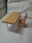 Vintage Dollhouse Miniature Furniture Wooden Table W Wooden Chair