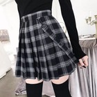 Women Plaid Punk Skirt Pleated A Line High Waist Short Skirts Gothic Plus Size
