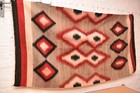 Antique Large Navajo Rug Native American Indian Crystal Eye Dazzler 67x37 Vtg