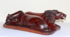 Vintage Hand-carved African Lion   Lioness Sculpture     Signed  masaku      African