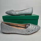 Lauren Lorraine Kelsey Womens Silver Rhinestone Flats Pointed Toe Shoes Size 7 5