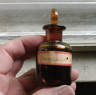 1890s Amber Small Apothecary Stopper Drugstore Medicine Bottle With Old Label