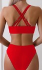 Cheeky Back Cross Bikini Sets For Women With Sexy High Waisted Medium