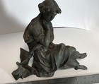 19th Century Antique Mantle Clock Topper - Reading Muse - Cast-metal - Beautiful