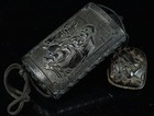 Antique Japanese Tsuikoku Carved Lacquer Inro Netsuke Sagemono 109g