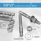 3 8 x 3  Concrete Anchor Bolts 5pcs 304 Stainless Steel Wedge Anchors Heavy-duty