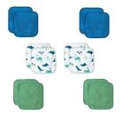 Cloud Island Baby Boys  Dinosaur Print 12 Count Blue   Green Washcloth Set