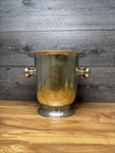 Vintage Silver Plated Brass Champagne Bucket Wine Cooler French Style 8 75   