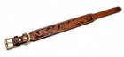 Hhandmade Genuine Leather Dog Collar Floral Tooled Western Adjustable Brown
