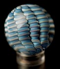 Bryan Trillas Glass Marble  Filigrana Cane  Blues  White   Black  1 1 Inch