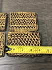 Vintage Boho Rectangular Woven Rattan Drink Coasters     Set Of 4 Handmade