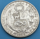 1870  Peru Un Sol  900 Silver Coin Firme Y Felix Peruana Lima   Very Good   