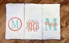 Set Of 3  Personalized Monogrammed Embroidered Burp Cloth Boy girl-thick 6 Ply