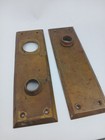Antique Brass Door Handle Plates Vintage W Lock Hole Victorian Historic Heritage