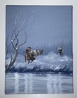 Native American Buffalo Painting Signed White Buffalo Bobby Hill Kiowa