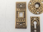 Antique Eastlake Cast Brass Door Hardware Lot 8pc Rosettes Keyhole Plates Backs