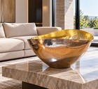 Arteriors Silver Gold Sculptural Metal Bowl Large 17  Modern Centerpiece