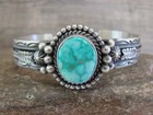 Navajo Indian Sterling Silver   Turquoise Arrow Bracelet Signed Calladitto
