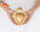 Sacred Heart  Metal Heart Milagro  Gold Heart Box  Ex Voto