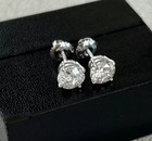 1 75 Ct Round Cut Diamond Stud Earrings 14k White Gold Natural Mined Screwback