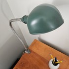 Vintage Industrial Gooseneck Desk Lamp   Antique Green Clamp-on Light