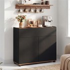 31 5  Black Sideboard Buffet Cabinet Push-to-open Doors Wood Dining Storage