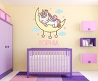 Personalized Unicorn Wall Decal Custom Name Moon Stars Vinyl Sticker M-113
