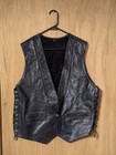 Vtg Harley Davidson Black Leather Motorcycle Vest Buckle   Hide Made In Usa