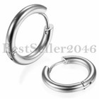 3mm Polished Dome Huggie Hinged Hoop Earrings For Men Women Stainless Steel