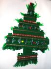 50  Off Sale  Vtg70s Macrame Christmas Tree 100  Wool Woven 26    X 15    Pom Poms