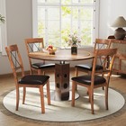 Dining Chair Set Of 4 W rubber Wood Frame Padded Seat Cross Backrest For Room