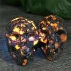 Yooperlite Natural Flame Stone Skull Quartz Crystal Carved Decor Figurines Reiki