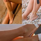 Gold Plated Cuban Link Anklet Waterproof Plus Size 9-12in Chain Bracelet Women 