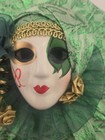 Vintage Venetian Mardi Gras Porcelain Mask Wall Hanging Collectible 7    X 7   